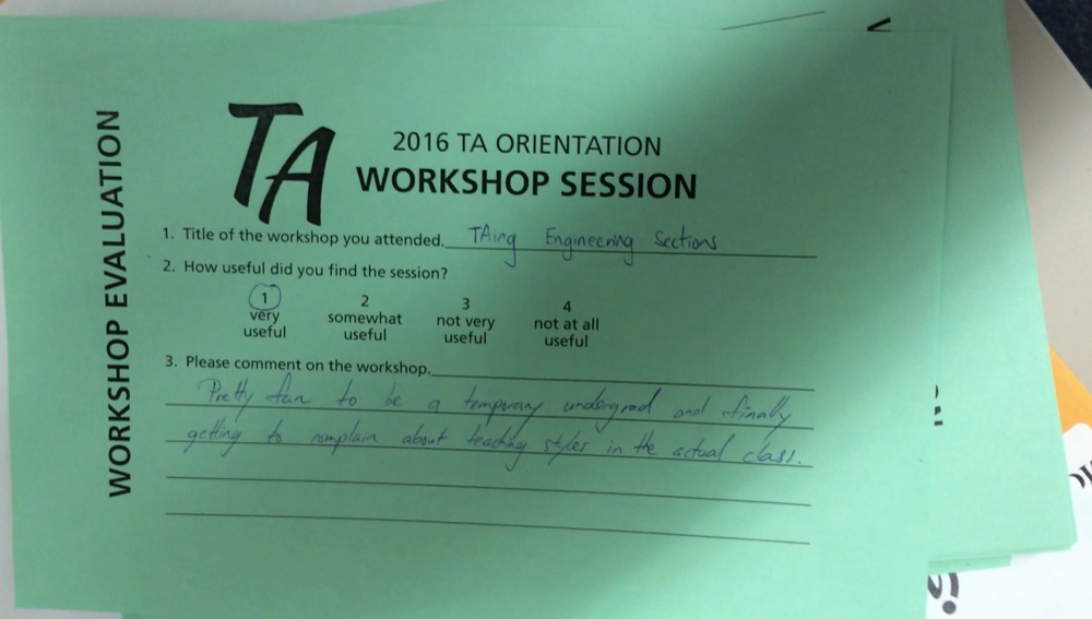 TA Orientation feedback 2017-18